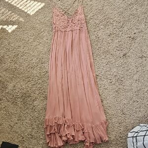Free People Pink Pleated Maxi Dress